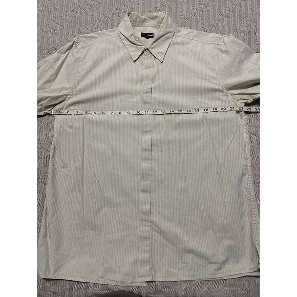 Versace cream damask stripe short sleeve button down size L - Picture 8 of 9